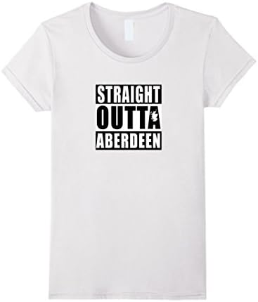 Women's Straight Outta Aberdeen T-shirt Scotland Outline Gift Tee Small White