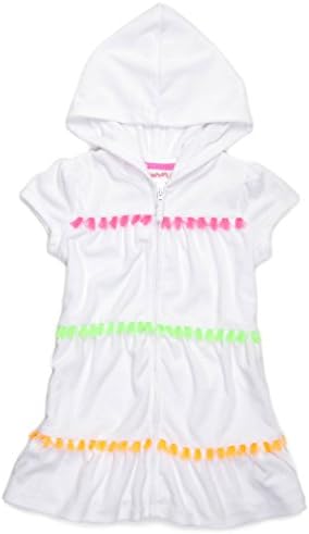Flapdoodles Girls Hooded Terry Cover-Up, White (6X)