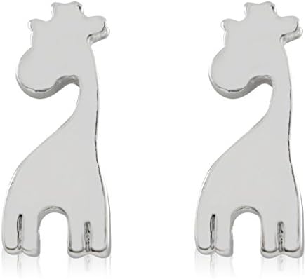 GIRAFFE EARRINGS, Silver Plated Stainless Steel Hypoallergenic Earrings Animal Earrings Silver Earrings