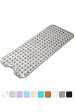 AmazerBath Bath Tub Mat, Extra Long 39 x 16 Inches Non-Slip Shower Mats with Suction Cups and Drain Holes, Bathtub Mats Bathroom Mats Machine Washable (Clear Gray)