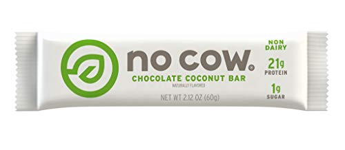 No Cow Protein Bar, Chocolate Coconut, 21g Plant Based Protein, Low Sugar, Dairy Free, Gluten Free, Vegan, High Fiber, Non-GMO, Kosher 12 Count