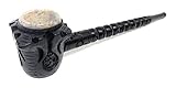 8 inches Black Wooden Stone Tobacco Wizzard Churchwarden Long stem Bowl Pipe