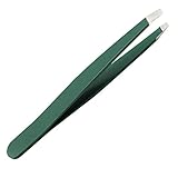 Sunmore Slant Tweezers,Precision Eyebrow Stainless Steel Slant Tip Tweezer Hollowed (Green)