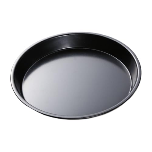 One black carbon steel round baking pan. It has a non - stick coating, making it easy to release food and more convenient to clean.