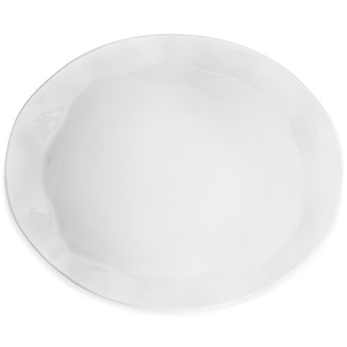 Q Squared Ruffle BPA-Free Melamine Turkey Platter, 21-Inches by 17-Inches, Luxe White