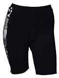 Private Island Hawaii UV Women Rash Guard Skinny Shorts Pants (Large, Black with Anaconda 1)
