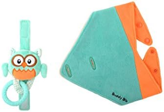 Buddy Bib The Makers of The Munch Mitt Introduce The, 3 in 1 Bandana Drool Bib - Stuffed Animal, Teething Toy, Pacifier Holder - Ollie Owl
