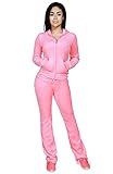 FandS-JO23019 Women's Fashion Hoodie Velour 2 piece Set