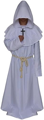 Wonderoy Men's Friar Medieval Monk Priest Robe Pastor Halloween Hooded Cape Costume Cloak