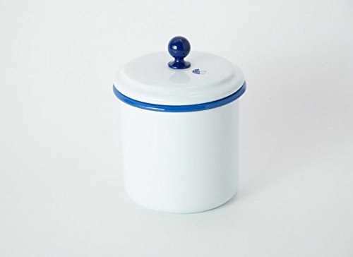 Münder Emaille Small Enamel Storage Tin, 10 cm, 0,5ltr. White/Blue Medium