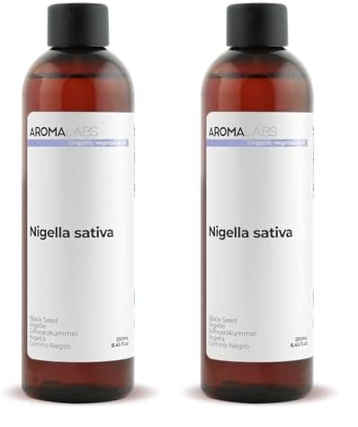 ORGANIC - BLACK SEED Oil - 250mL - 100% Pure, Natural, Cold Pressed and AB Certified - AROMA LABS (French Brand) (Pack of 2)