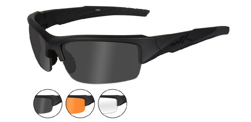 Wiley X Valor Sunglasses (Smoke Grey/Clear/Light Rust Lenses, Matte Black Frame)