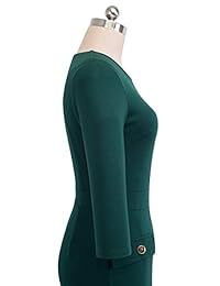 Homeyee B465 - Vestido de trabajo para mujer (manga 3 4, con bolsillos)