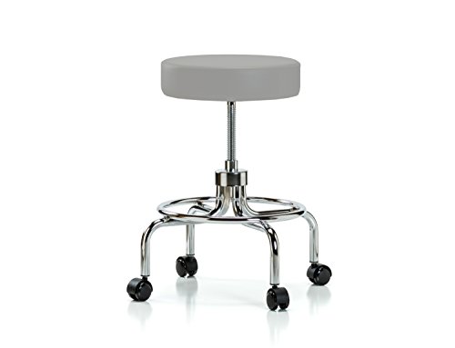 Perch Retro Rolling Exam Stool with Wheels for Hardwood or Tile Floors, Grey Vinyl - Thumbnail 6