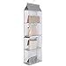 Aoolife Hanging Purse Handbag Organizer,Clear Hanging Shelf Bag Collection Storage Holder-Dust-Proof Closet Wardrobe Hatstand Space Saver,4 Shelf（Grey）