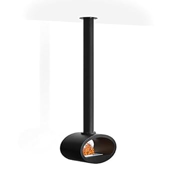 Ceiling Mounted Bioethanol Fireplace In Black Elegant Design