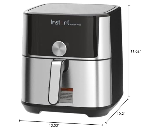 Mini freidora de aire Instant Pot 4QT Vortex Plus 6 en 1, opciones de programas personalizados, patatas fritas, asados, asados, deshidratados, horneados, recalentados, más de 100 recetas en la aplicación, acero inoxidable, 4 cuartos