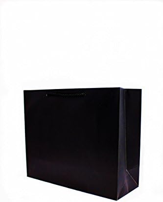 Singular Metallizing Party Gift Paper Bags Medium Size (Set of 12) (Horizontal (12.2'' X 10'' X 4.7''), Black)