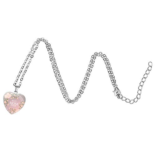 Love Heart Necklace Pendant, I Love You Mom Heart Necklace Women Love Mom Mother\'s Day Gift Gift for Mom (D)