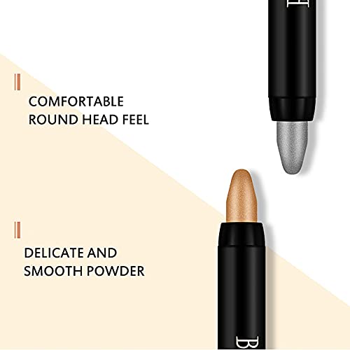 16 Color Pearlescent Pen Highlight Stick Rotating Eyeshadow Pen Matte Lying Silkworm Pen, Professional Long Lasting & Waterproof Eyeshadow Stick(A)