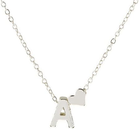 SUZN Fashion Charm Gold And Silver Color 26 Letters Alphabet Pendant Necklace (Silver-A)