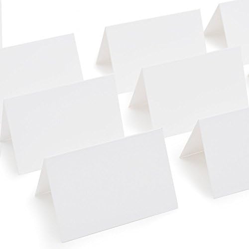 Azaza 50 Pcs White Blank Place Cards Textured Table Tent Cards Seating Place Cards For Weddings Banquets Dinner Parties 25" X 375"