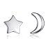 KEKLLE Moon and Star 925 Sterling Silver Stud Earring Asymmetric Sleep Earrings
