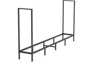 FOYUEE Firewood Rack Outdoor 8Ft Log Holder For Fireplace Indoor Fire Wood Storage Holding Stand Heavy Duty