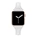 Secbolt Leather Bands Compatible with Apple Watch Band 38mm 40mm 41mm Iwatch SE Series 9 8 7 6 5 4 3 2 1 Slim Replacement Wristband Strap Stainless Steel Buckle, White