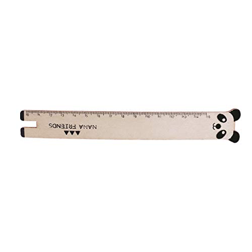 Junlinto Cute Animal Wooden Straight Ruler Measuring Tool Stationery Office School Supply-Black