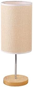 Wood Table Lamp Desk Lamp Fabric Shade Brown