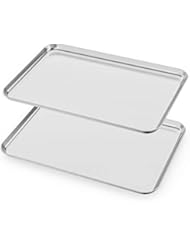 Baking Sheets Set of 2, HKJ Chef Cookie Sheets 2 Pieces & Stainless Steel Baking Pans & Toaster Oven Tray Pans, Rectangle Size 20L x 14W x 1H inch & Non Toxic & Healthy & Easy Clean