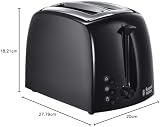 Russell Hobbs Textures 2 Slice Toaster, Extra Wide Slots, 850W, Black view 7