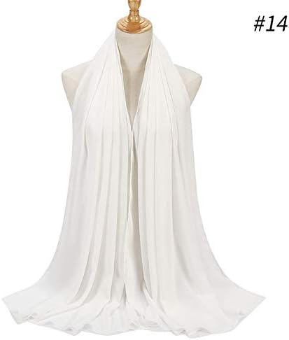 Utini Women Plain Thick Chiffon Scarf Malaysia Shawl Tudung Muslim Lady Hijab Scarves Long Large Autumn Winter Scarf - (Color: 14 White)