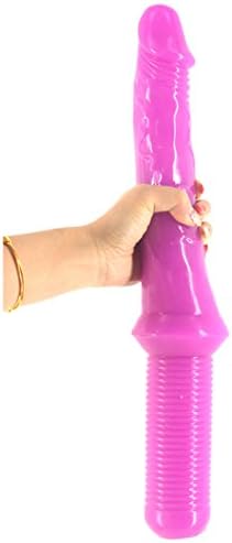 Dolover 16.5" Double Ended and Long Handle Thread Stimulation Realistic Massager Wand Toy for Women (Purple)