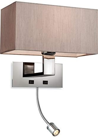 Firstlight Products Prince 2 Wall Switched Light, Steel, E14 (Small Edison Screw), Polished Stainless Steel with Oyster Shade