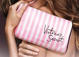 VICTORIA 'S SECRET Makeup Bag Pink &amp; White Stripes