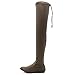 Ollio Women Shoe Adjustable Drawstring Span Faux Suede or Faux Leather Thigh-high Zip Up Long Boots