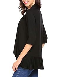 Zeagoo Kimono blando de punto con volantes, manga 3 4, para mujer