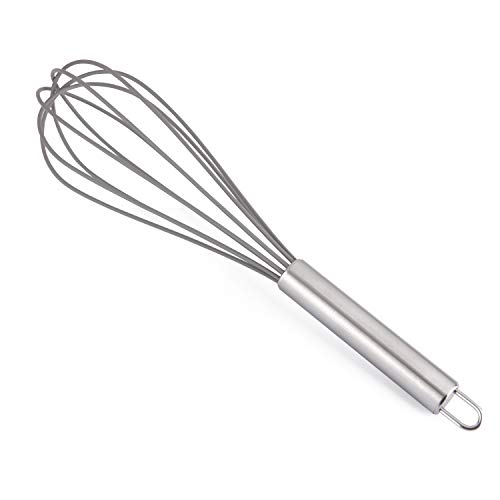 Set of 3 Silicone Gray Whisks with Stainless Steel handles. Milk & Egg Beater Balloon Metal Whisk for Blending, Whisking, Beating and Stirring. Whisks for cooking by Dragonn. (Gray) - Thumbnail 5