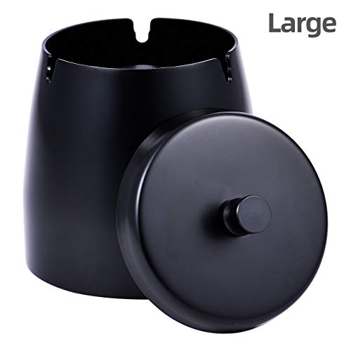 INONE Ashtrays with Lid for Cigarette, Stainless Steel Ashtray for Outdoors, Patio, Yard, Home