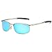 AEVOGUE Polarized Sunglasses For Men Rectangle Metal Frame Retro Sun Glasses AE0395 (Silver&Blue, 59)