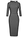 MUXXN Work Dress for Women Office 1950s Retro Midi Sheath Bodycon Pencil Mock Neck Date Cocktail Dress with Belt Gray XL