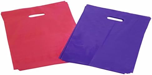 120 Glossy Merchandise Bags (60 Purple &amp; 60 Pink) 12x15'' | Retail Bags, Die Cut Handles &amp; No Gusset | For Birthday Gifts, Wedding &amp; Party Favors, Stores, Shopping &amp; More