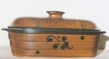 Brottopf aus Keramik oval braun-blau 46 cm außen innen 42 cm