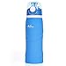 MoKo Collapsible Water Bottle, 750ml Unbreakable Foldable Leak Proof Silicone Sports Bottle, Medical Grade Silicone, BPA Free, FDA Approved, BLUE