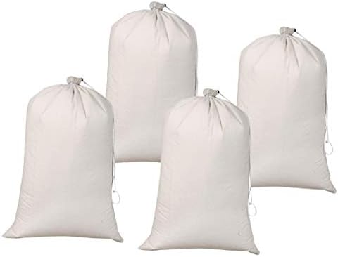 Heavy Duety Laundry Bag,Canvas Laundry Bags,Cotton Laundry Bag with Drwstrings, Easy to Carry,Washable Laundry Bag,Santa Bag,Laundry Hamper Bags 24x36 inch -Natural (Set of 4 Pieces)