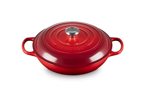 Le Creuset Signature Gusseisen Gourmet-Profitopf, Rund, Ø 30 cm, 3,5 l, Für alle Herdarten inkl. Induktion geeignet, 5,555 kg, Kirschrot, 211803006024