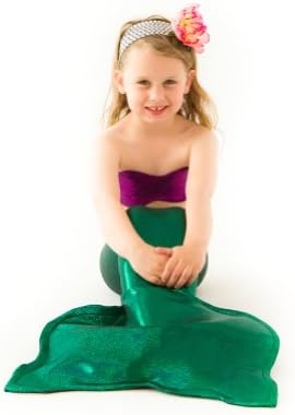 Green Mermaid Tail with Seashell Top - Little Mermaid Costume (Small 2T-4T)