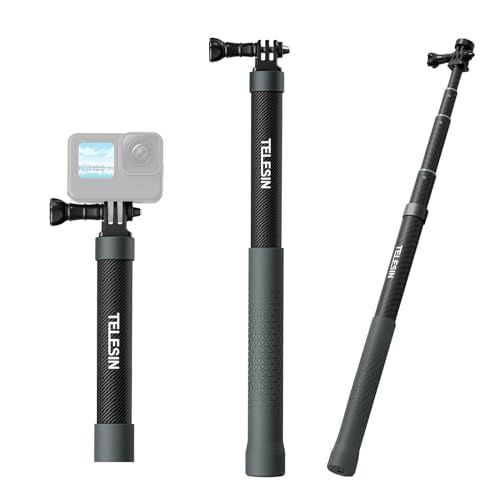 Carbon Fiber Selfie Stick Monopod Pole Extendable Invisible 120cm/47.2 inch for GoPro Insta360,Waterproof Monopod for GoPro Max Mini Hero 12 11 10 9 8, Insta360, One R X2 X3 Go 2, DJI Action — image 1